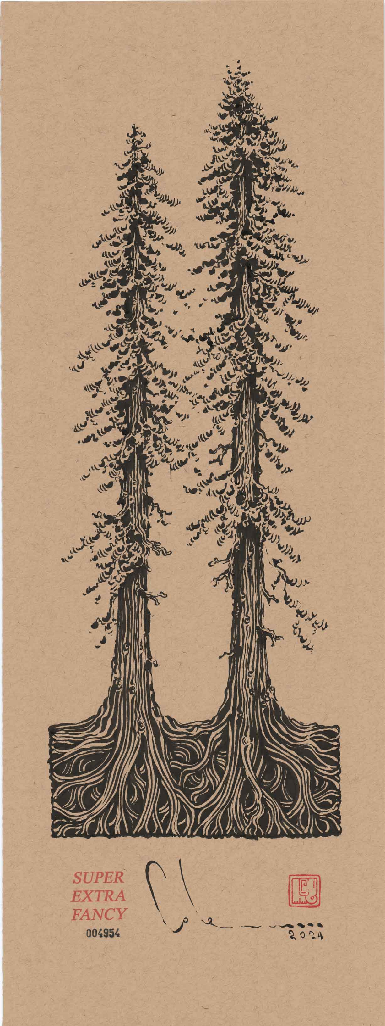 9x24" REDWOOD TREE