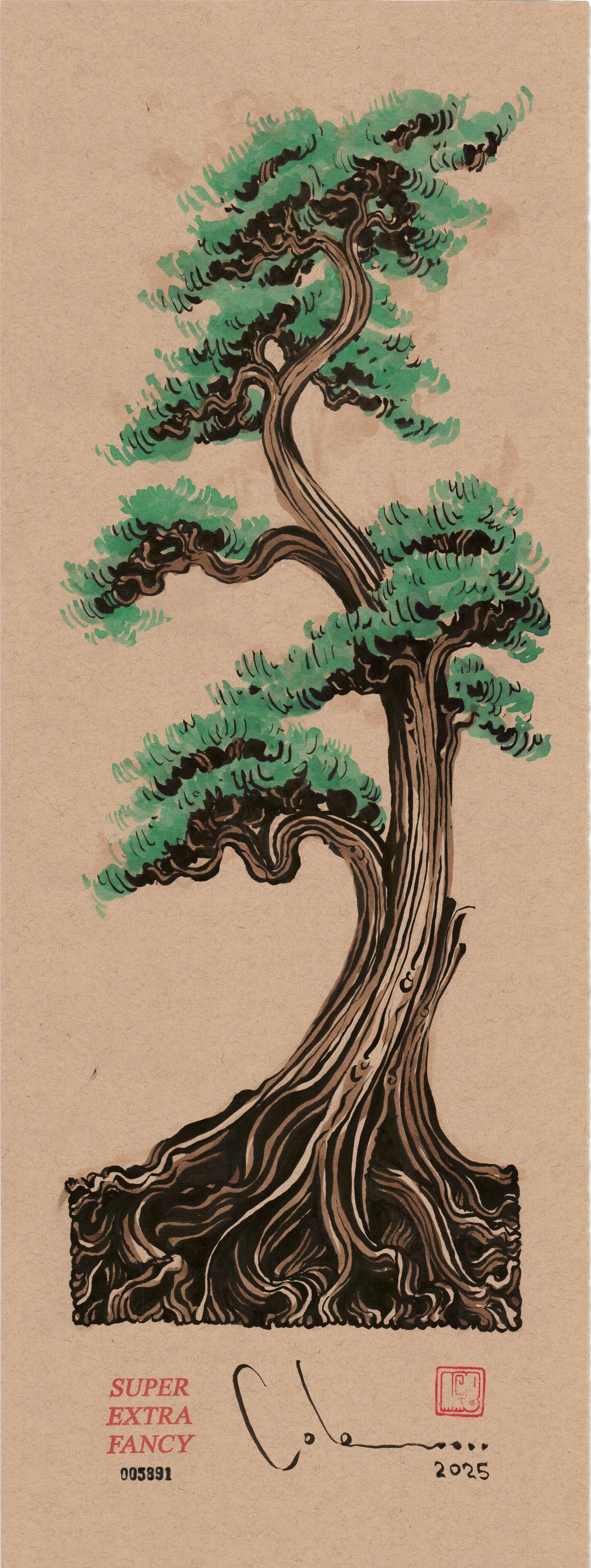 Medium Wood 9x24" Original Drawing; Poster Frame Included