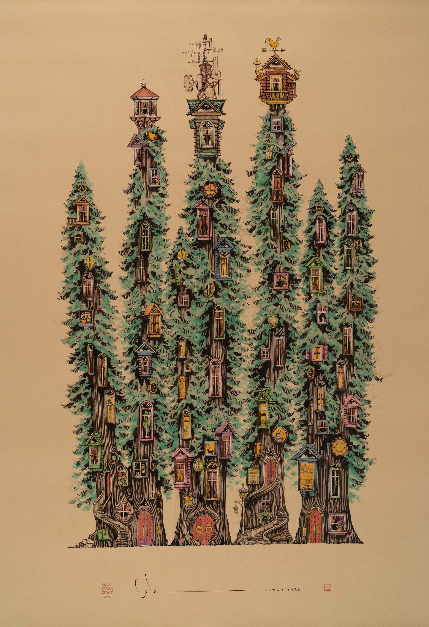 #6000 MILESTONE DRAWING !!! Tree Houses !!! 50x72"