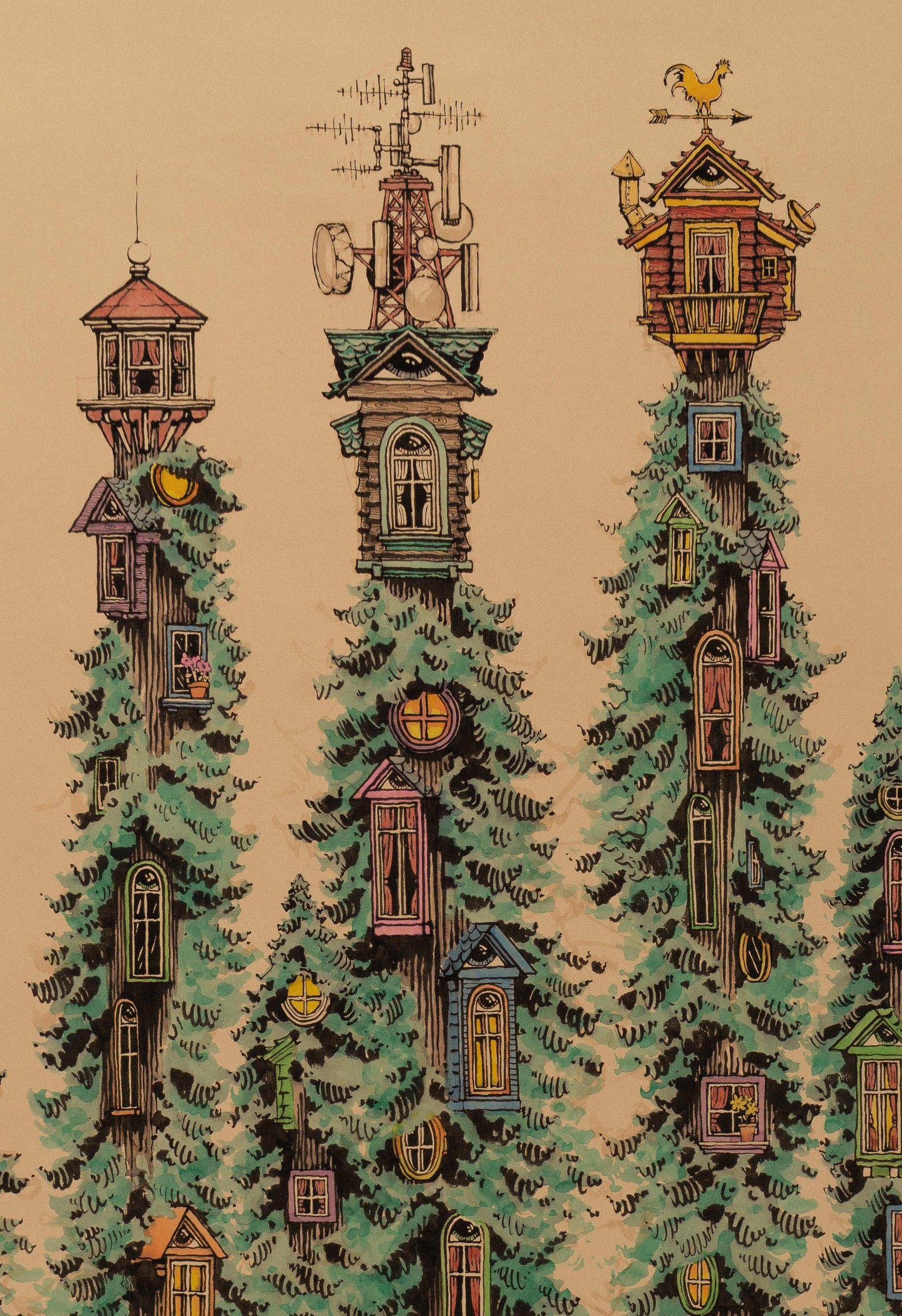 #6000 MILESTONE DRAWING !!! Tree Houses !!! 50x72"