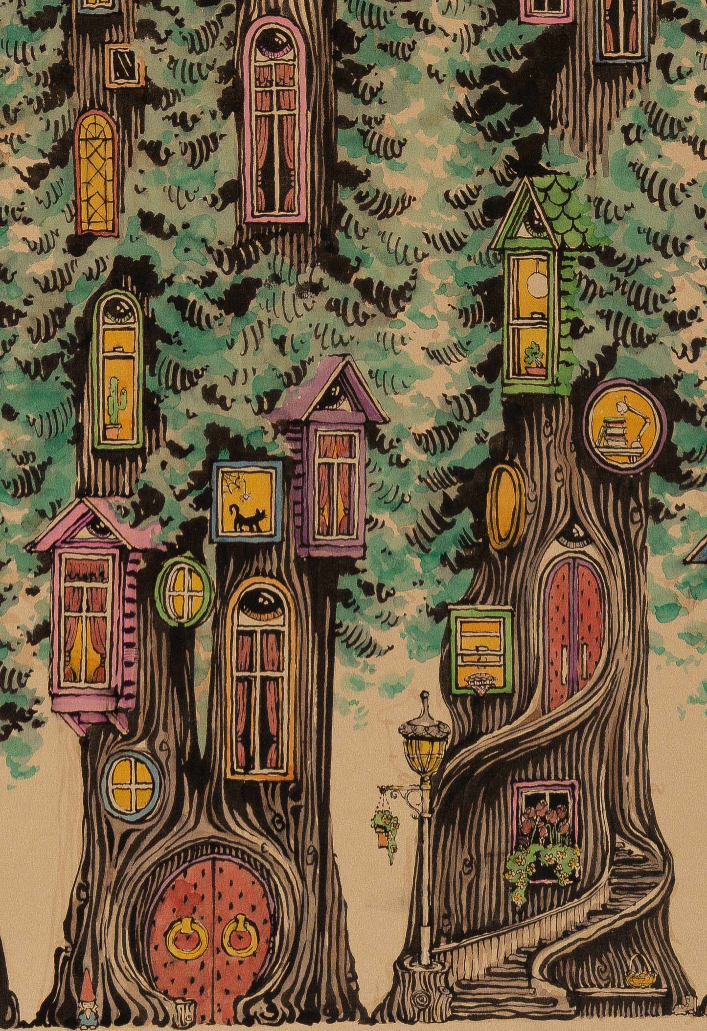 #6000 MILESTONE DRAWING !!! Tree Houses !!! 50x72"