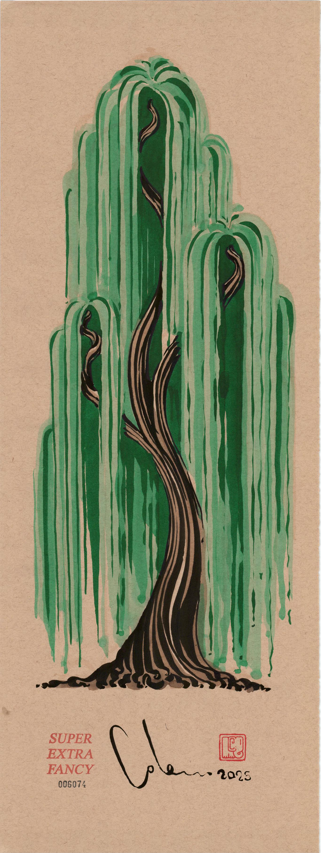Medium Wood 9x24" Original Drawing; Poster Frame Included