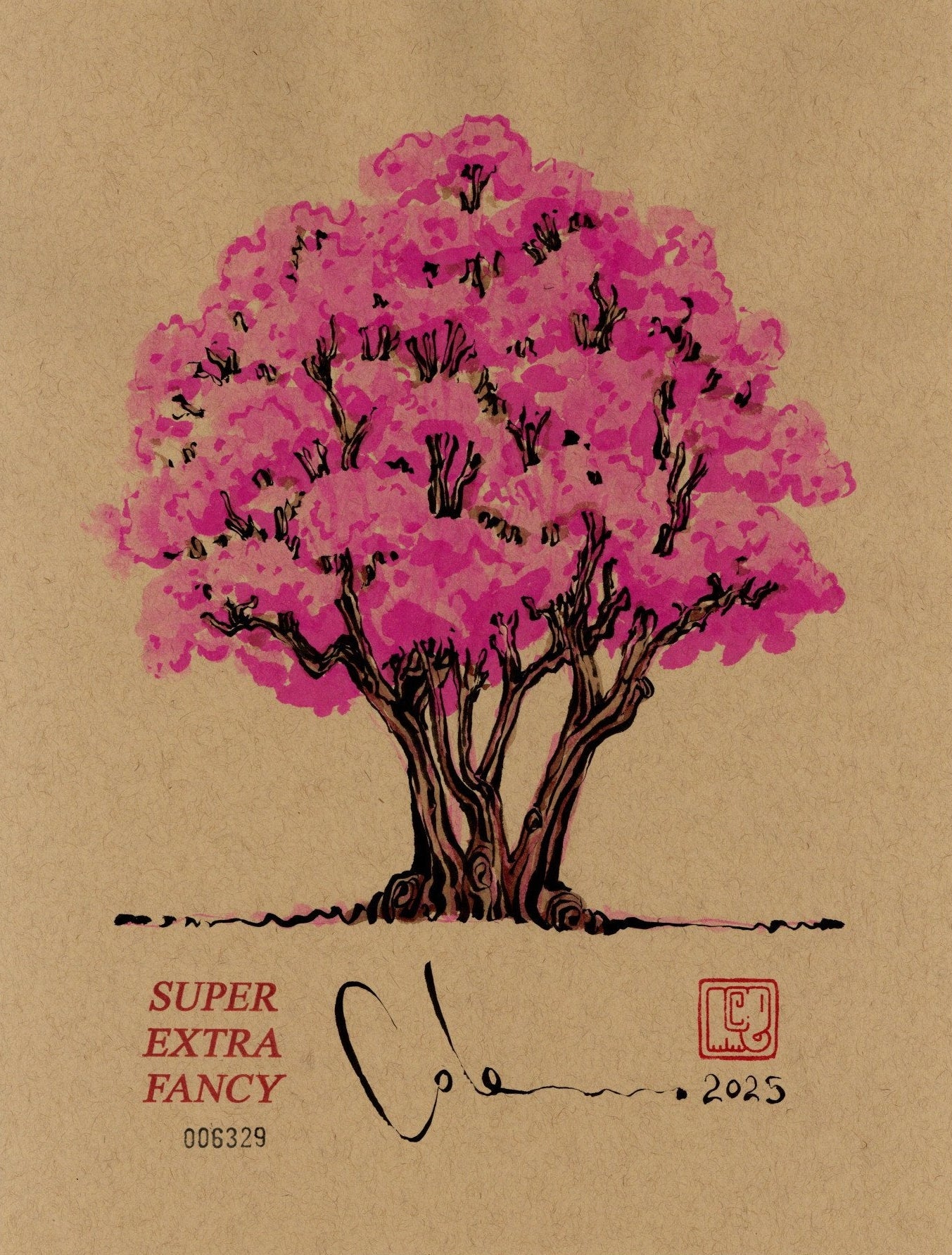 S. Cherry Blossom (9x12") Hand-Drawn to Order !!!