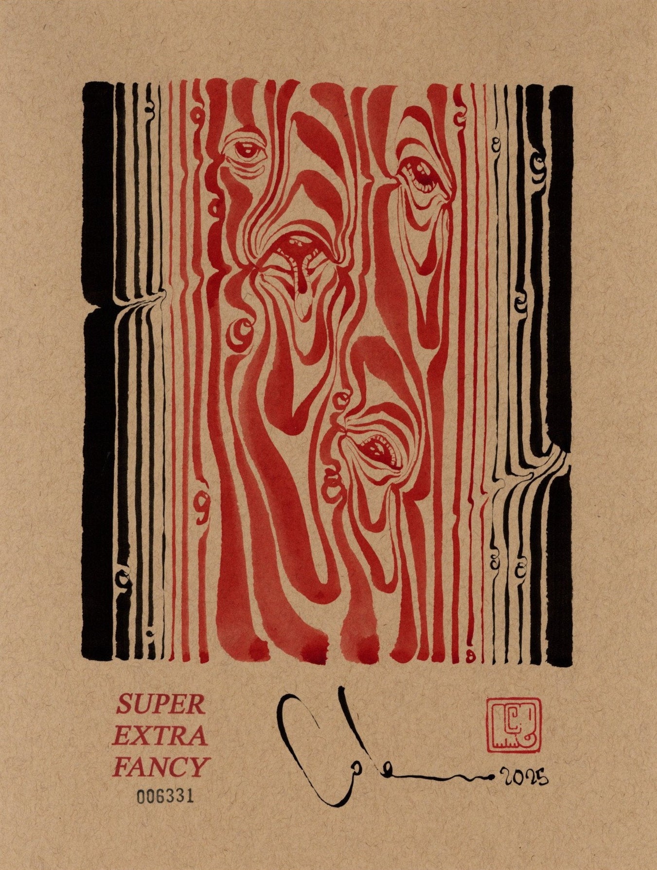 Small Drawing 9x12" Poster Frame Included !!! Hand-Made Art !!!
