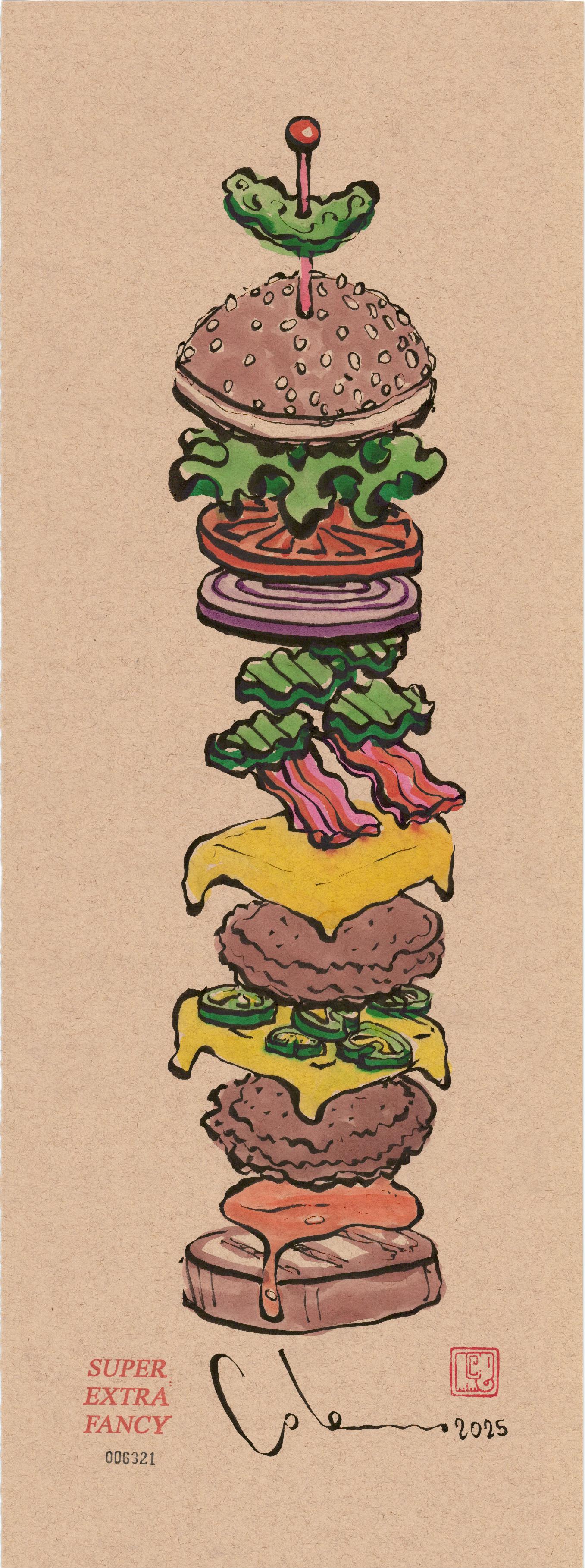 M. Burger Drawing (9x24") Hand-Drawn to Order !!!
