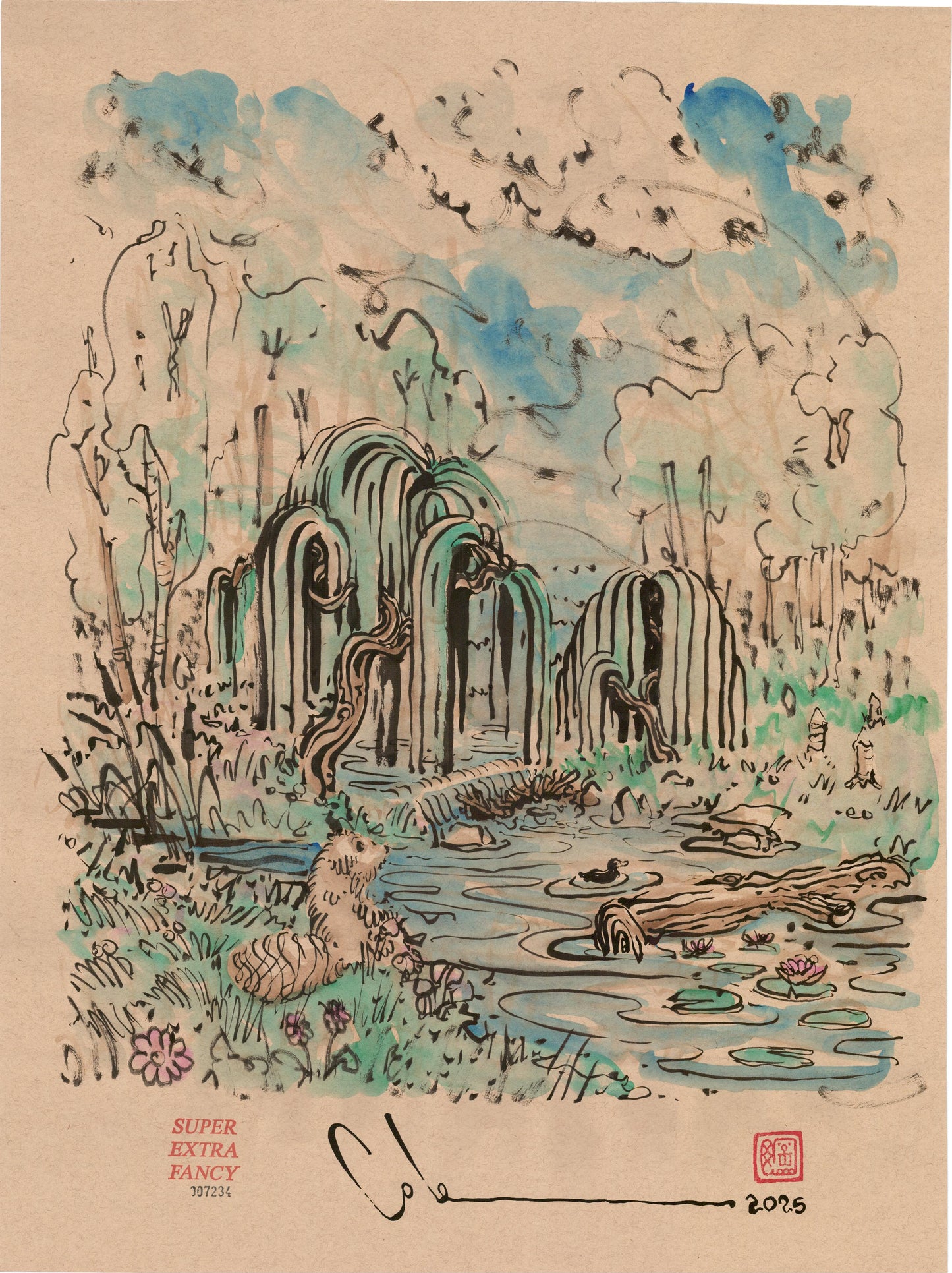 Beaver Pond #7234 (18x24") SXF Original Drawing