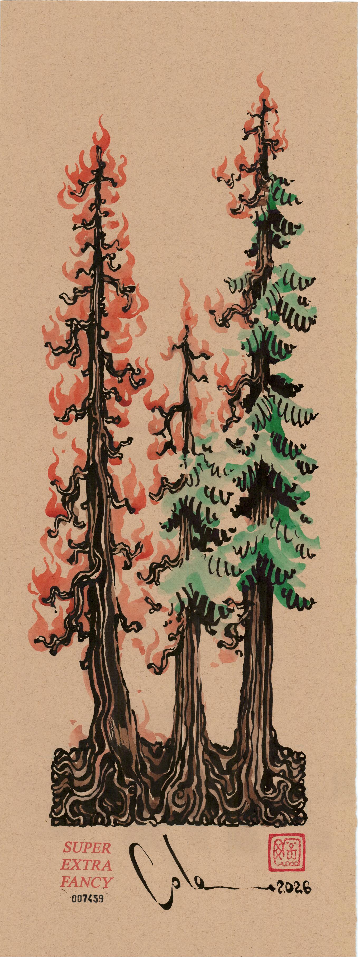 M. Forest Fire (9x24") Hand-Drawn to Order !!!