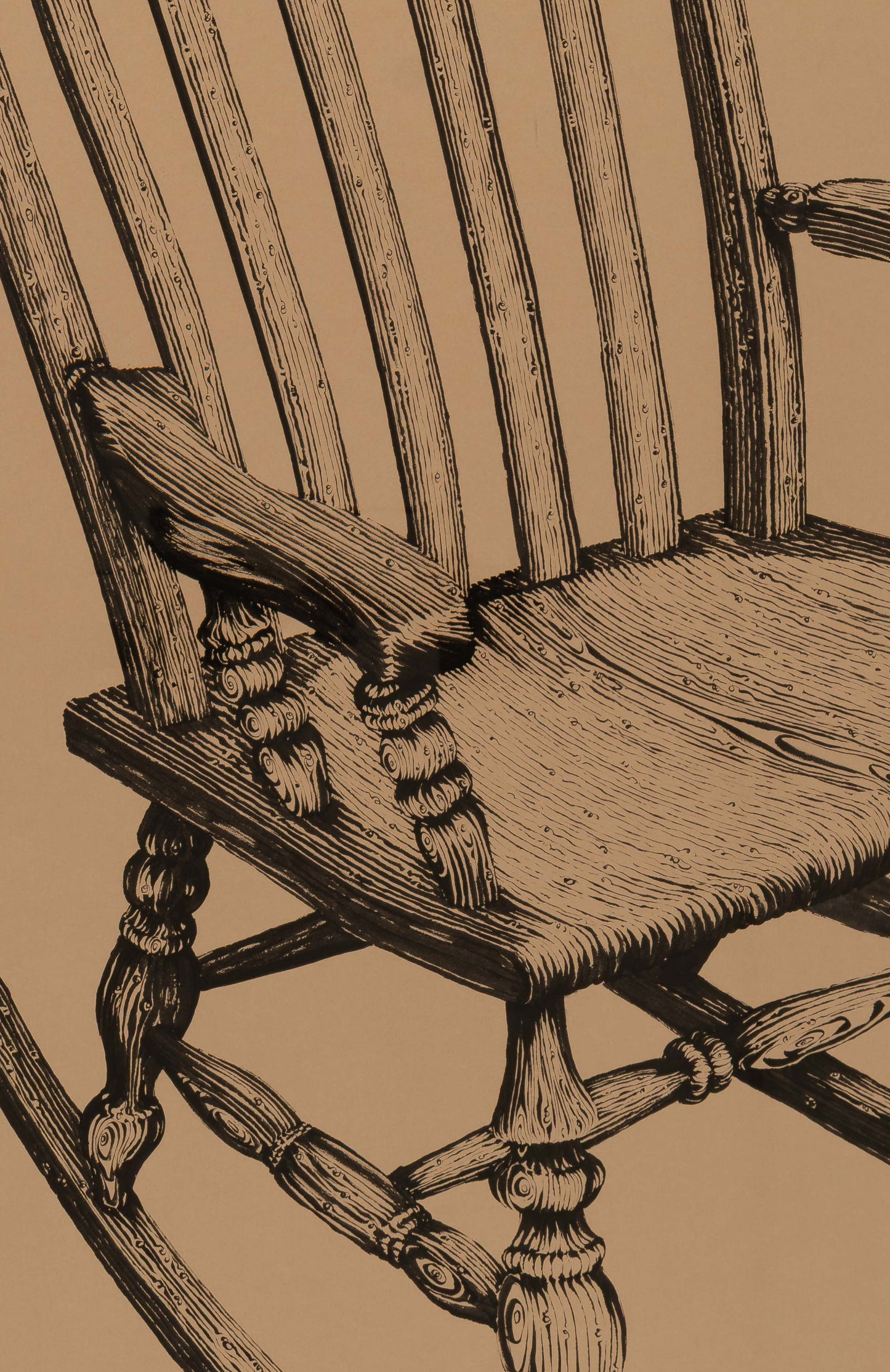 #5000 MILESTONE DRAWING !!! Framed Rocking Chair !!! 45x72"