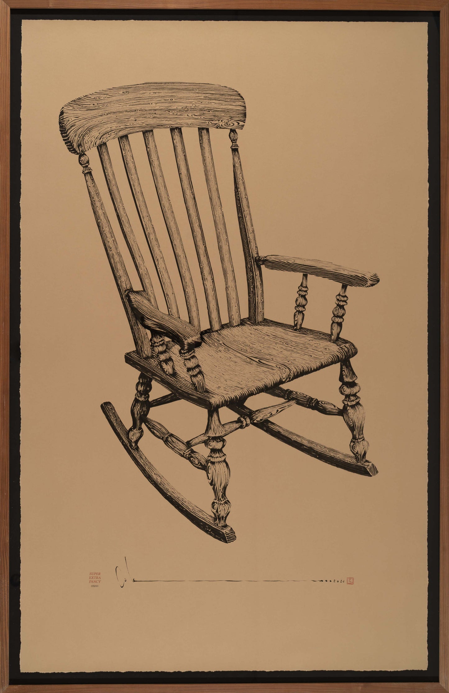 #5000 MILESTONE DRAWING !!! Framed Rocking Chair !!! 45x72"