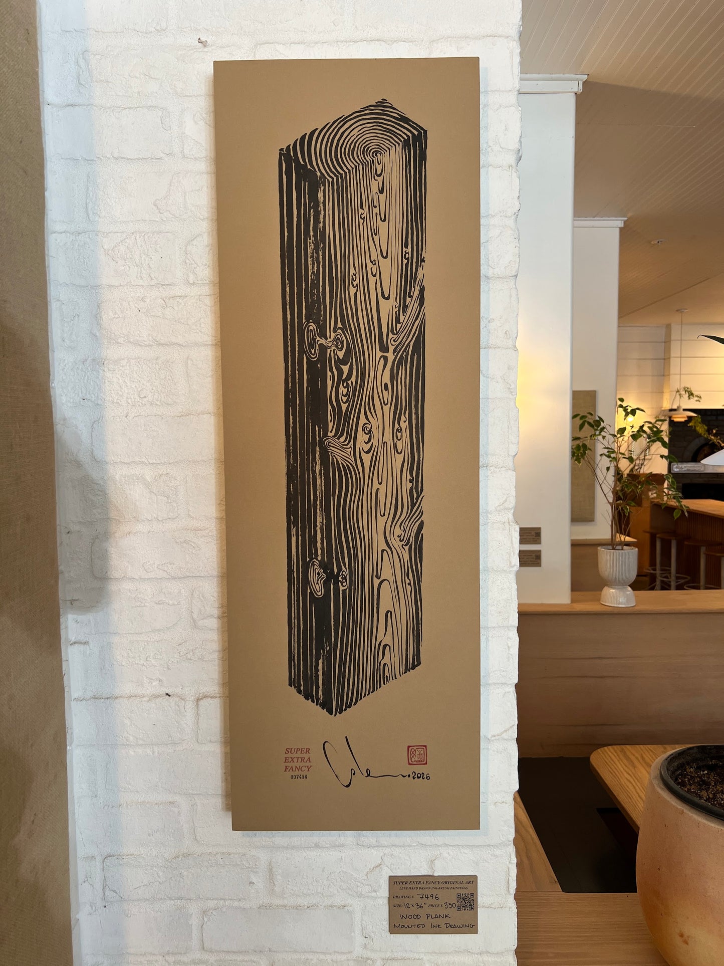 Camino Alto #7496 Wood Plank ink-brush drawing
