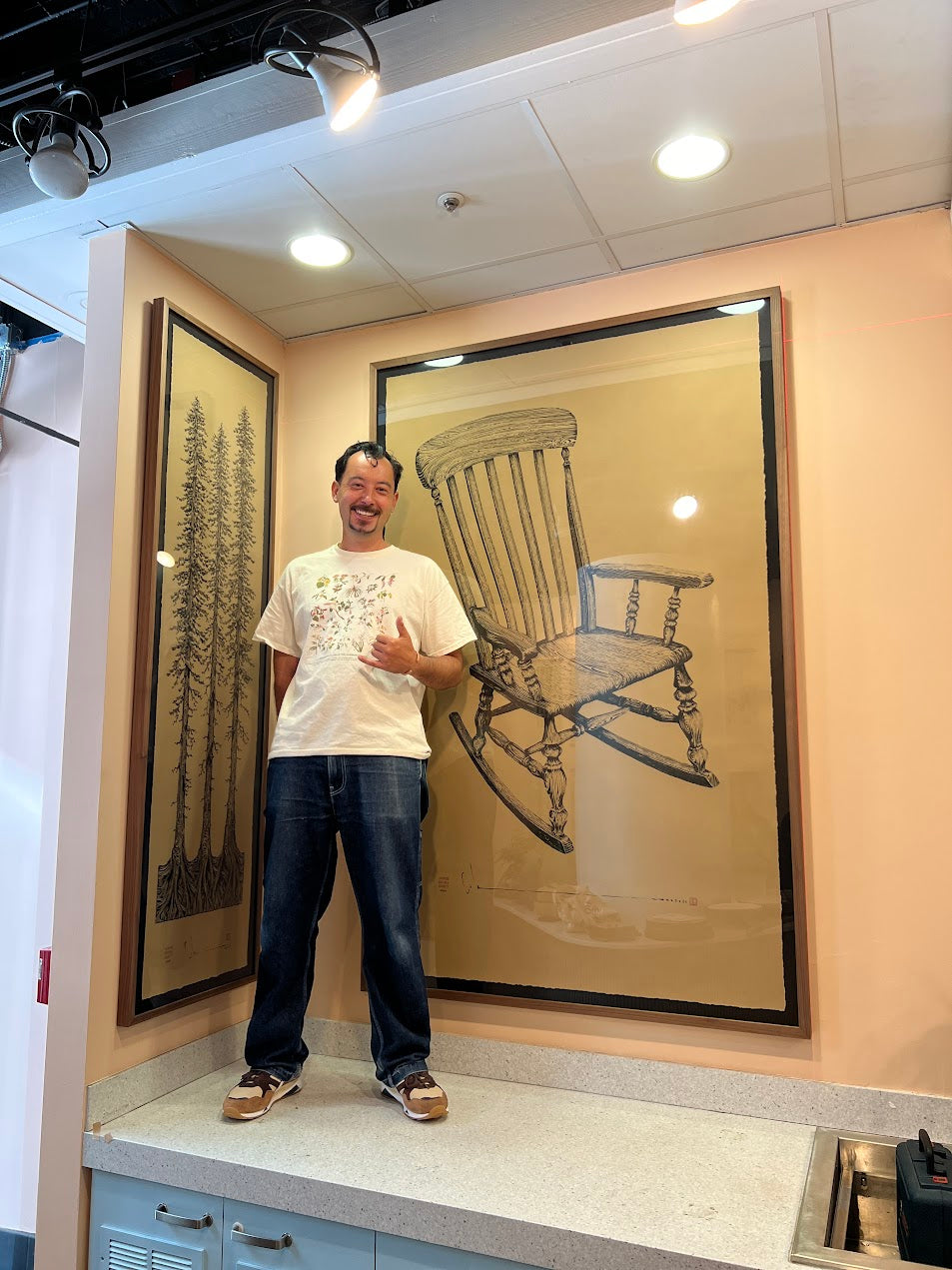 #5000 MILESTONE DRAWING !!! Framed Rocking Chair !!! 45x72"
