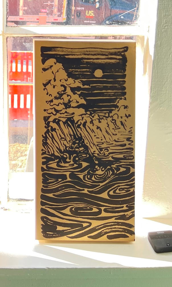 Rain Waterscape (10x20") Large Mounted Drawing · #7364
