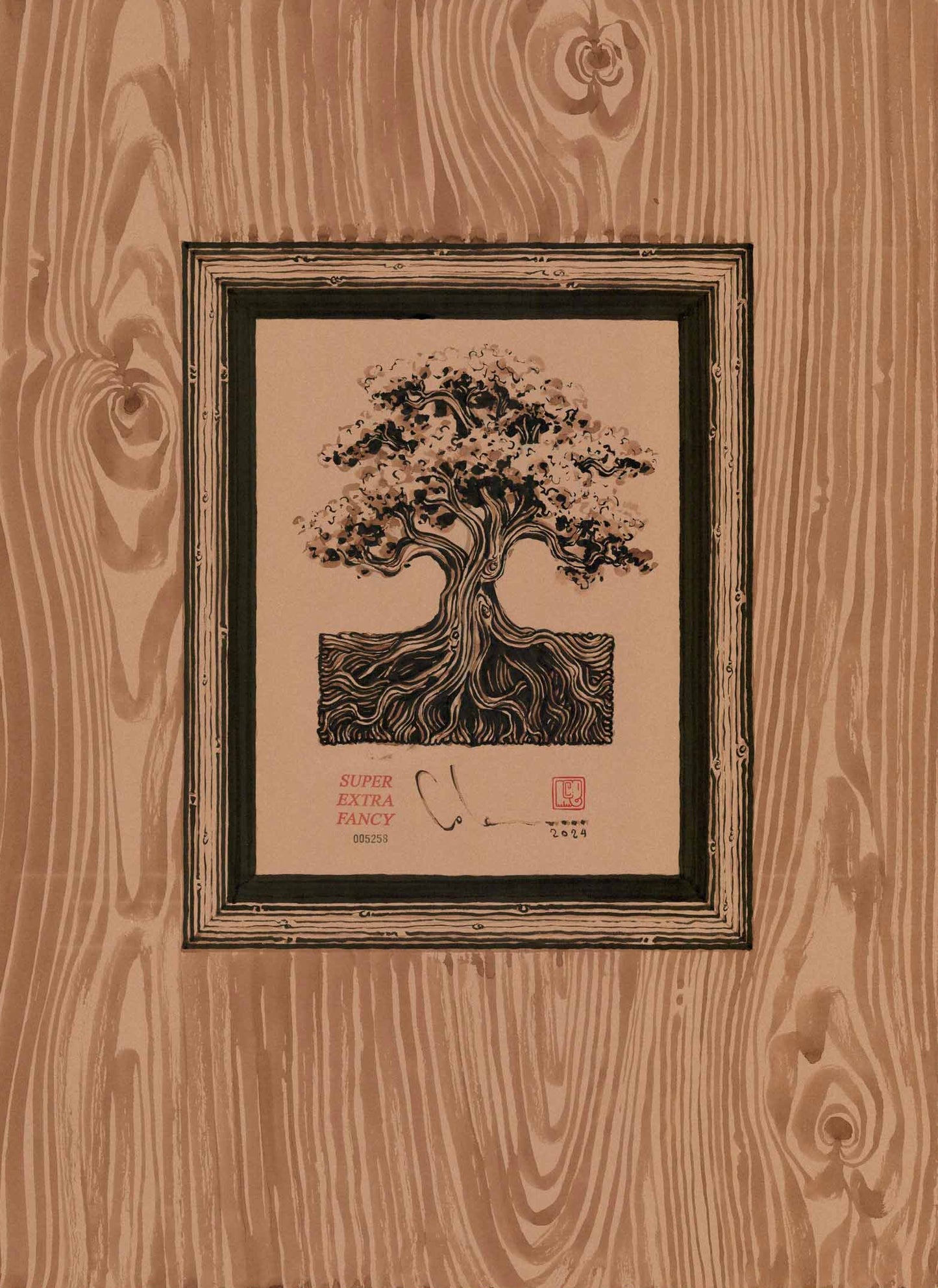 L. Drawing of a Drawing of an Oak Tree (22x30") Hand-Drawn to Order !!!