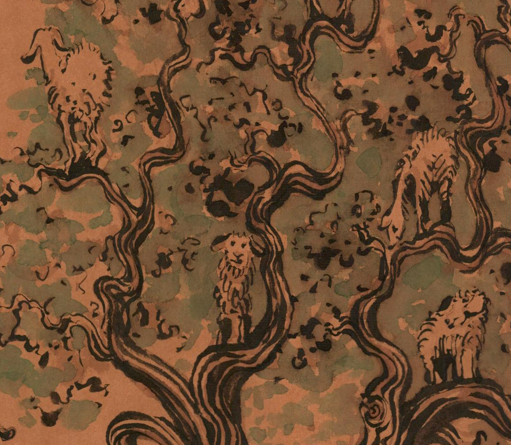 20x22" #5998 (Original Drawing) Goats in a Tree