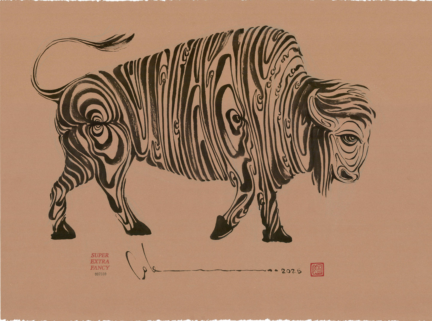 Wood Bison (Buffalo) (22x30") Large Drawing, Hand-Drawn to Order