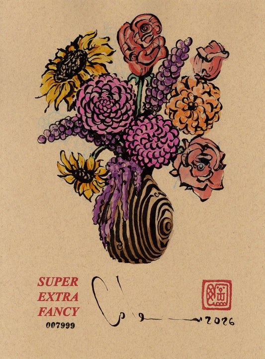 Flower Bouquet drawing 007999 - 9x12 hand-drawn to order