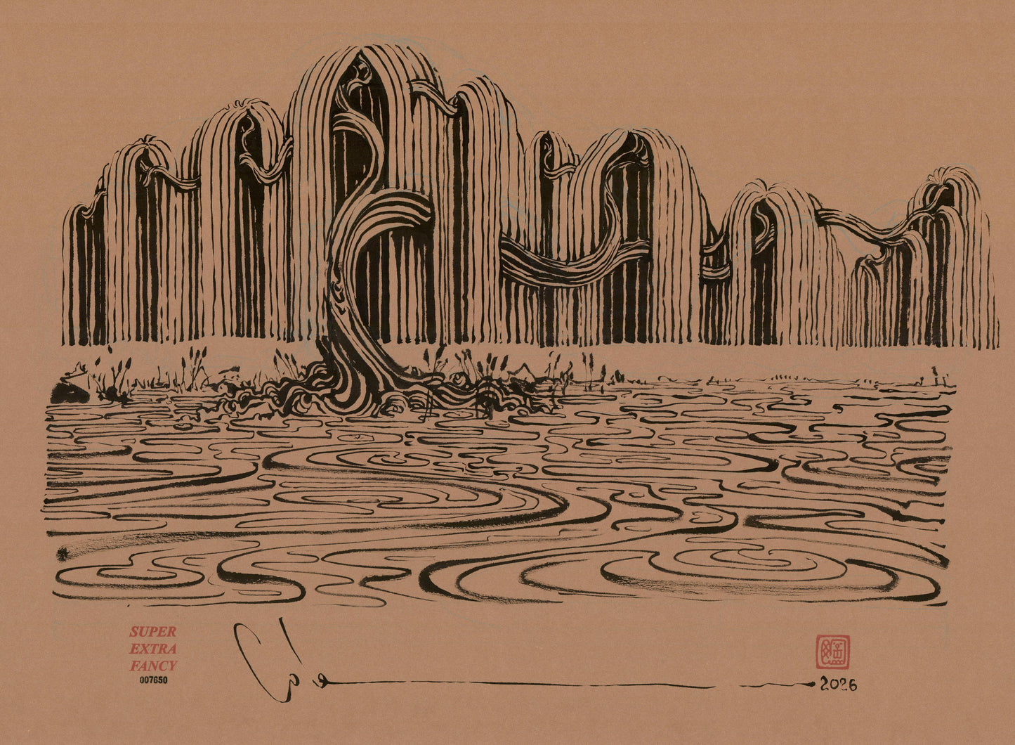 Willow Landscape #7650 (22x30") Original Drawing