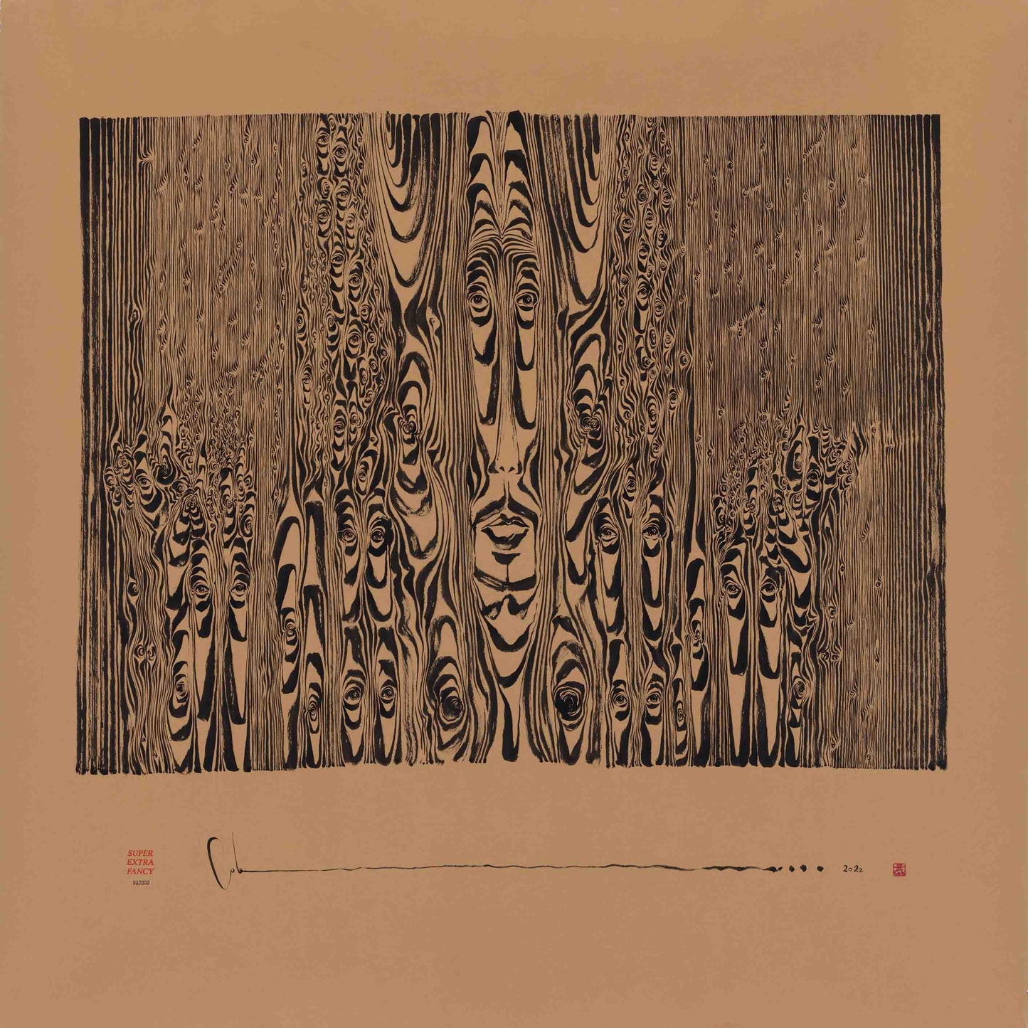 #2000 MILESTONE DRAWING !!! Woodgrain !!! 50x50"