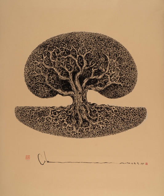 SXL. #2502 Oak Tree Drawing (50x50") Poster Frame Included !!!