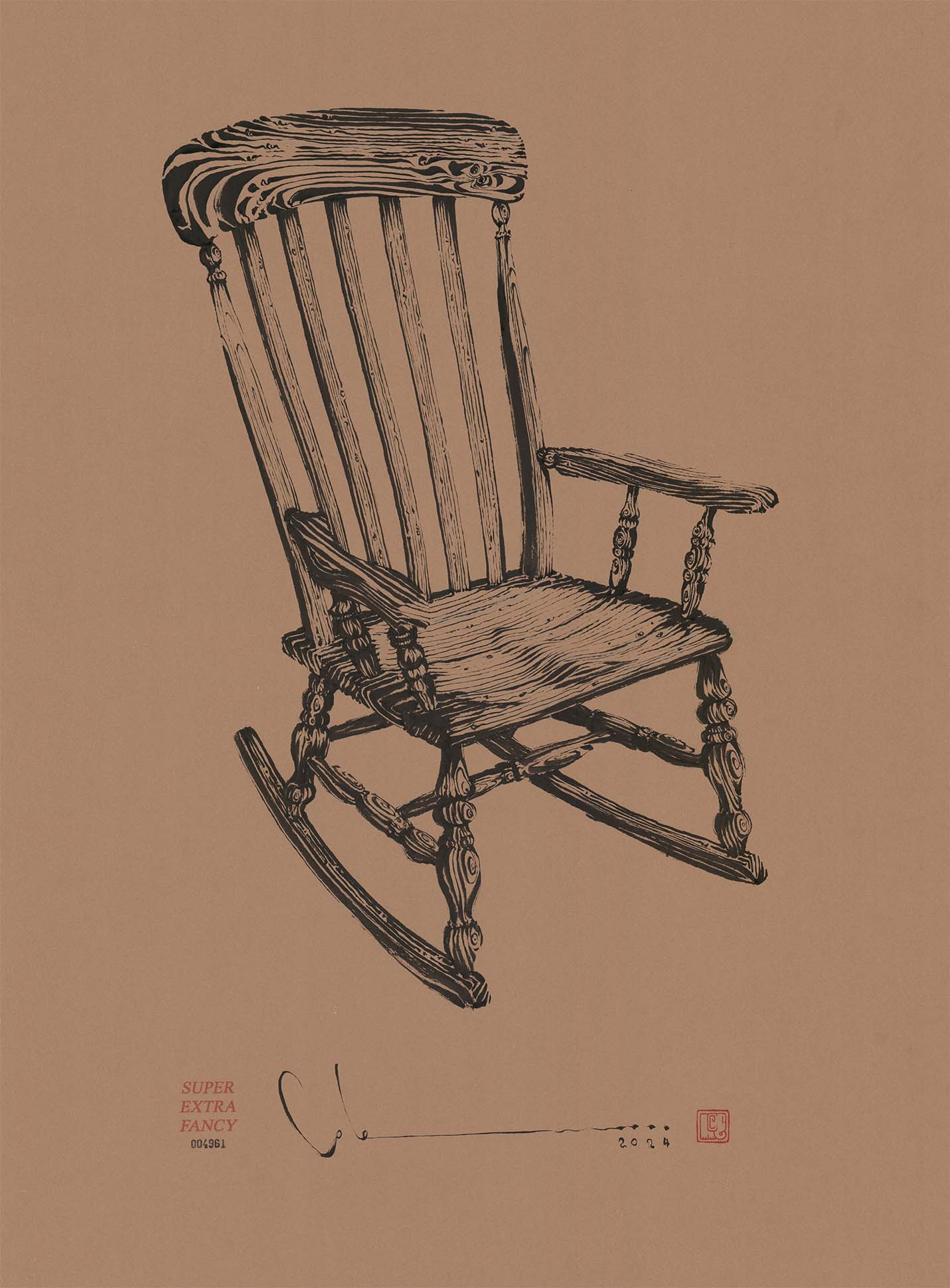 Rocking Chair Test (22x30") Large Original Drawing · #4961