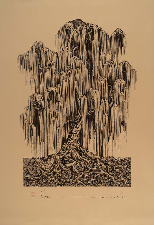 #5422 Super Extra Large Drawing of Willow Tree (6' Tall)