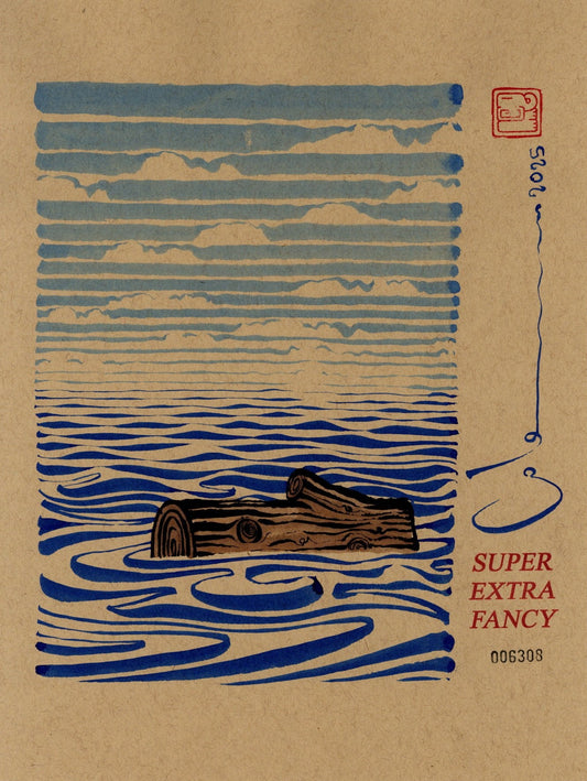 S. Floating Log (9x12") Hand-Drawn to Order !!!