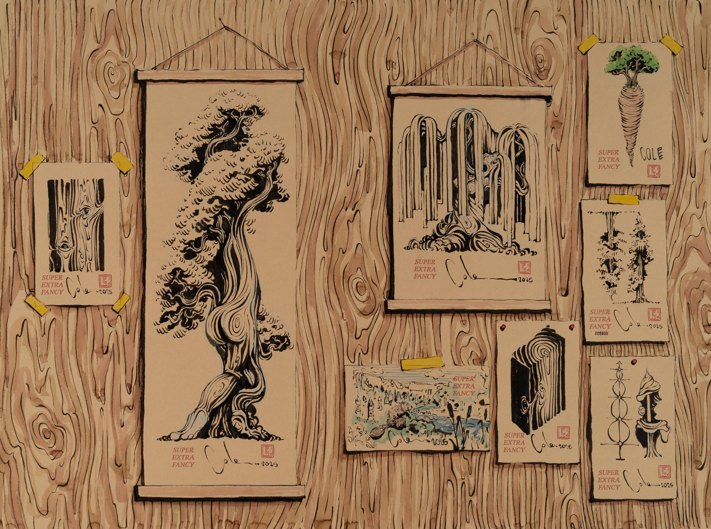 SXL. #6900 Drawings of Drawings  (43x32") Poster Frame Included !!!