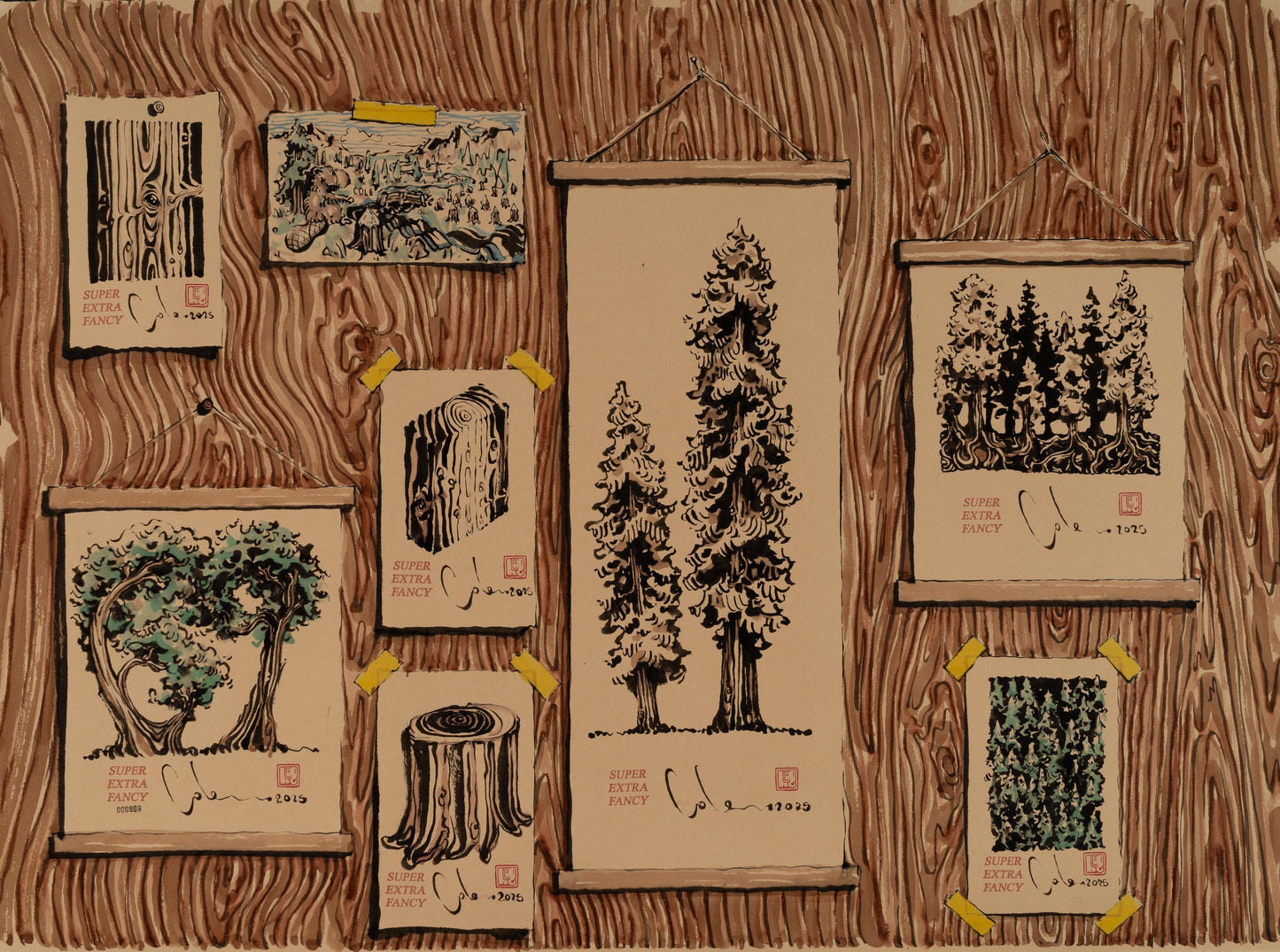 SXL. #6969 Drawings of Drawings  (43x32") Poster Frame Included !!!