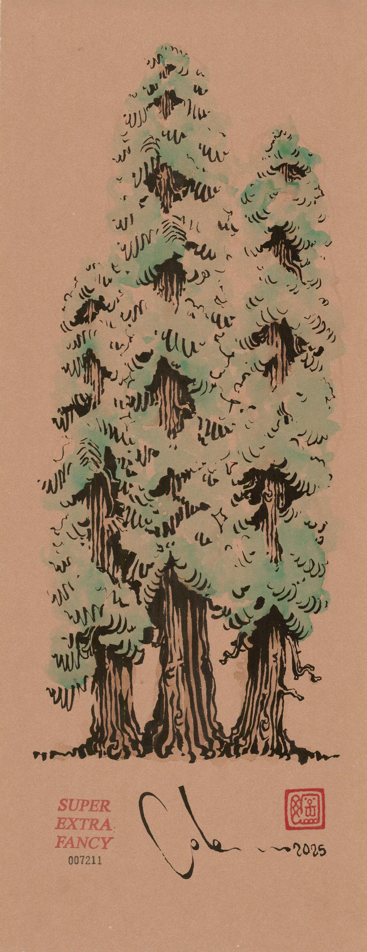 Redwood Grove (9x22") Large Original Drawing · #7211