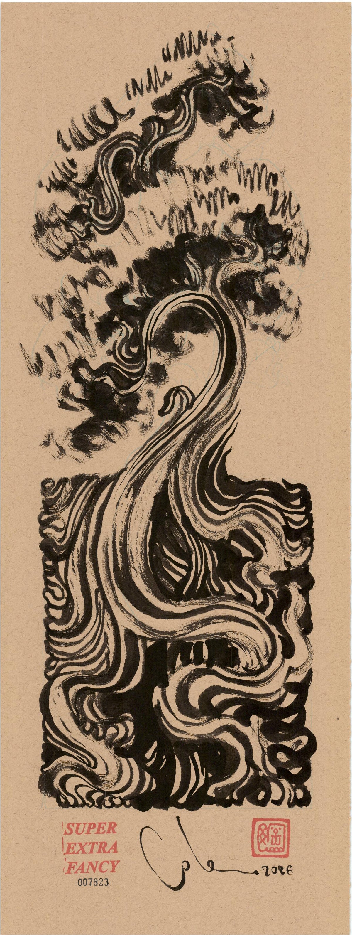 Windswept Pine original drawing #7823