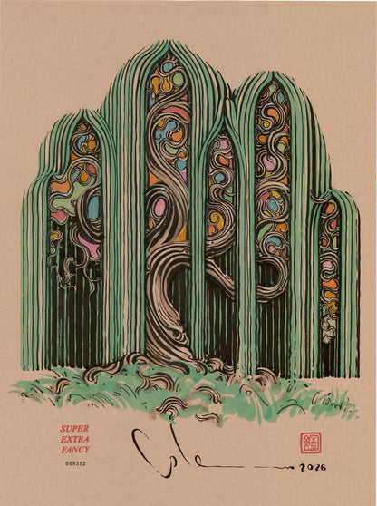 Custom hand-drawn artwork — stained glass willow, an example of a custom request drawing