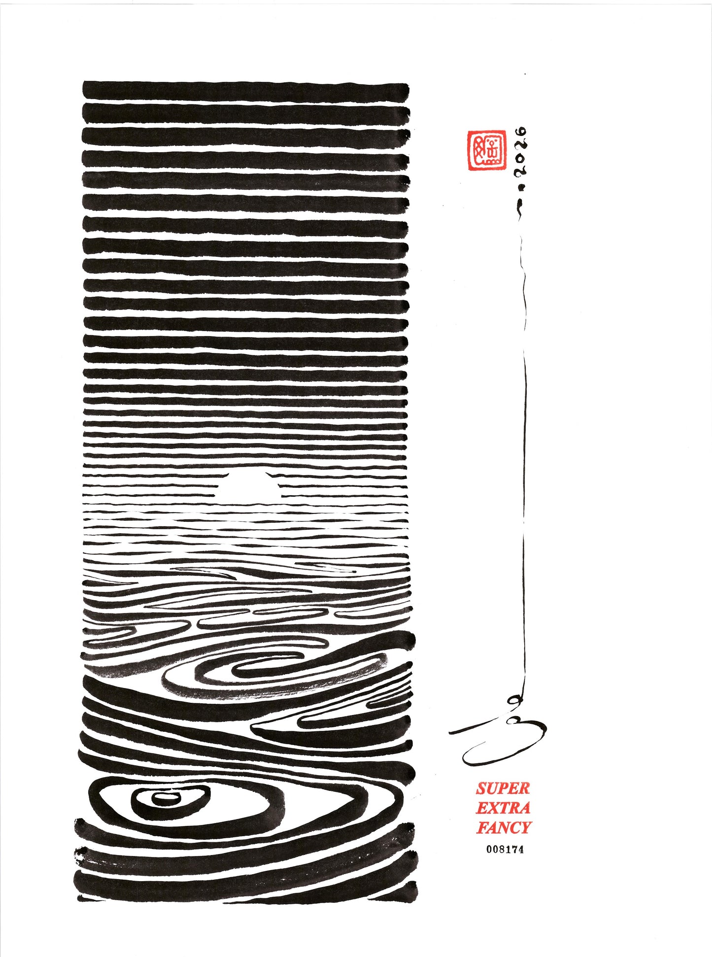 Sunset — SXF original left-hand-drawn ink brush drawing #8174