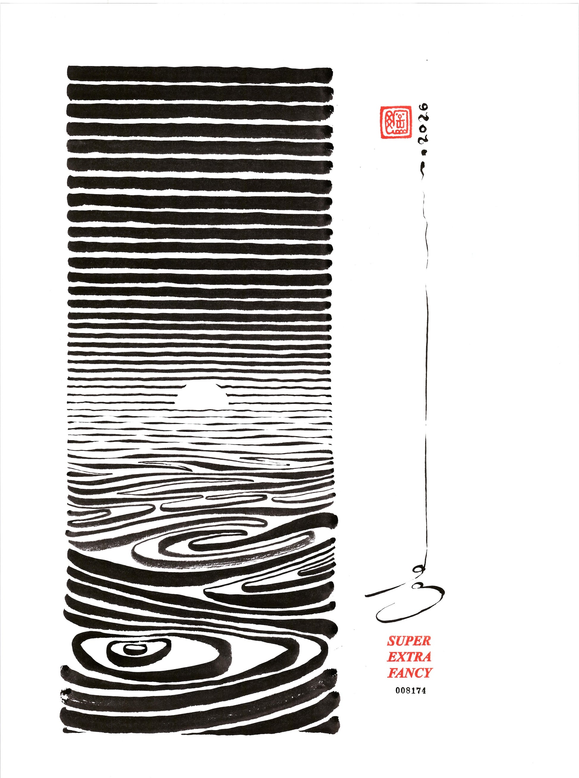 Sunset — SXF original left-hand-drawn ink brush drawing #8174