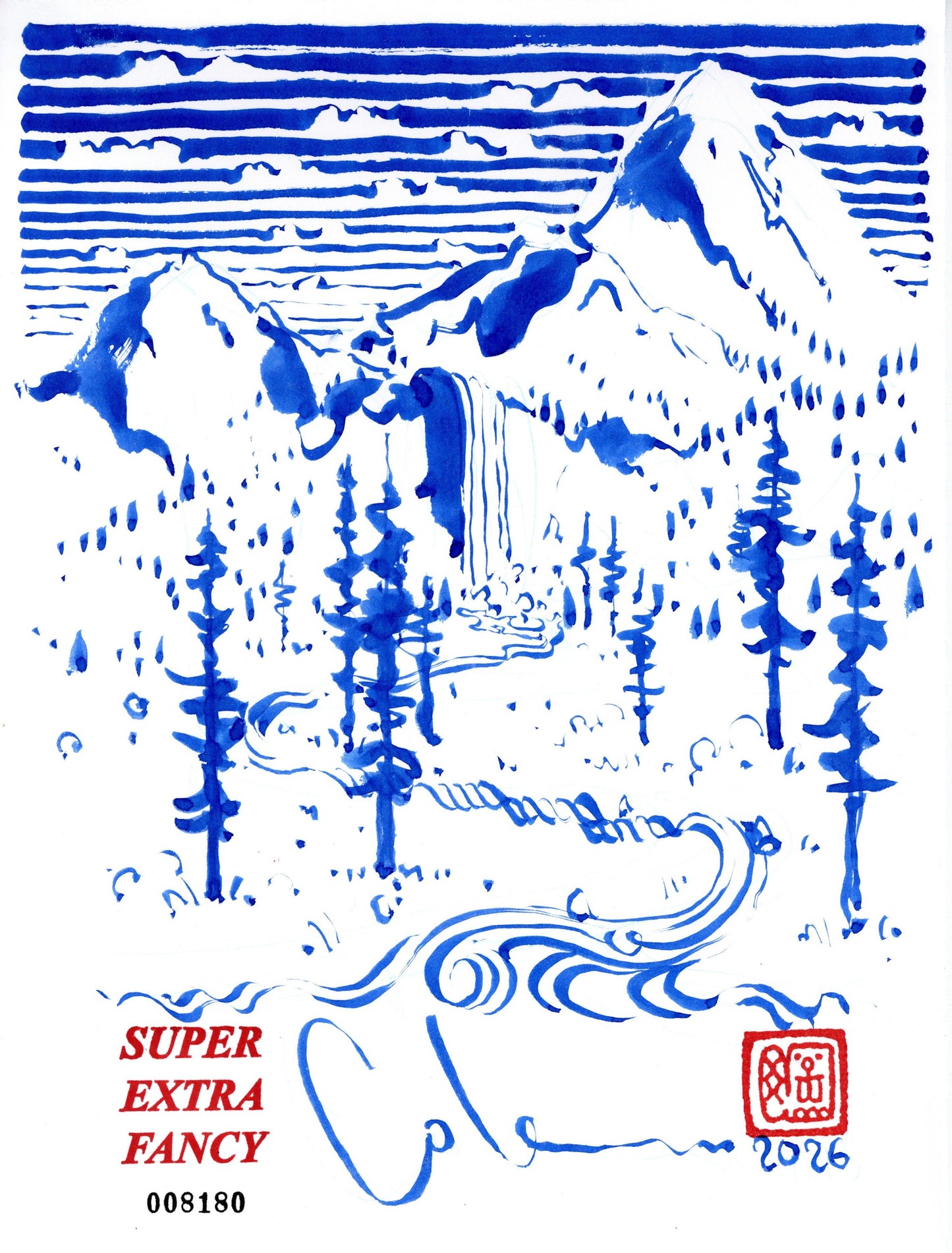 Blue Mountains — SXF original ink drawing #8180