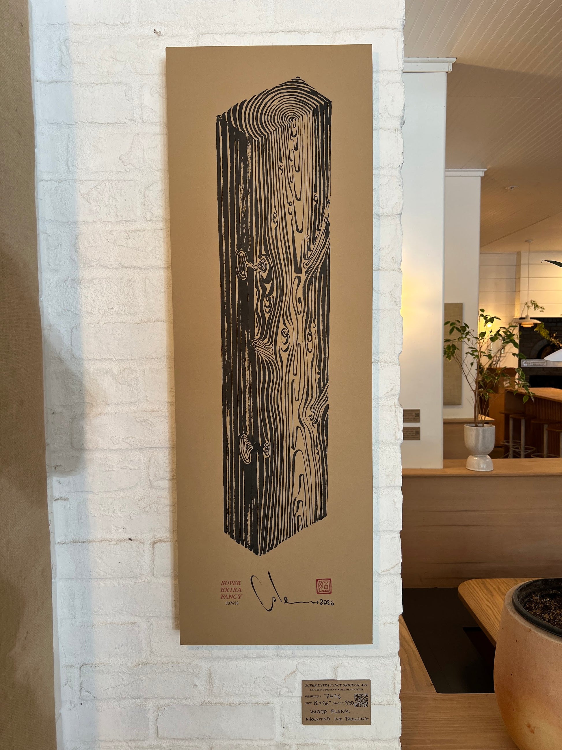 Camino Alto #7496 Wood Plank ink-brush drawing