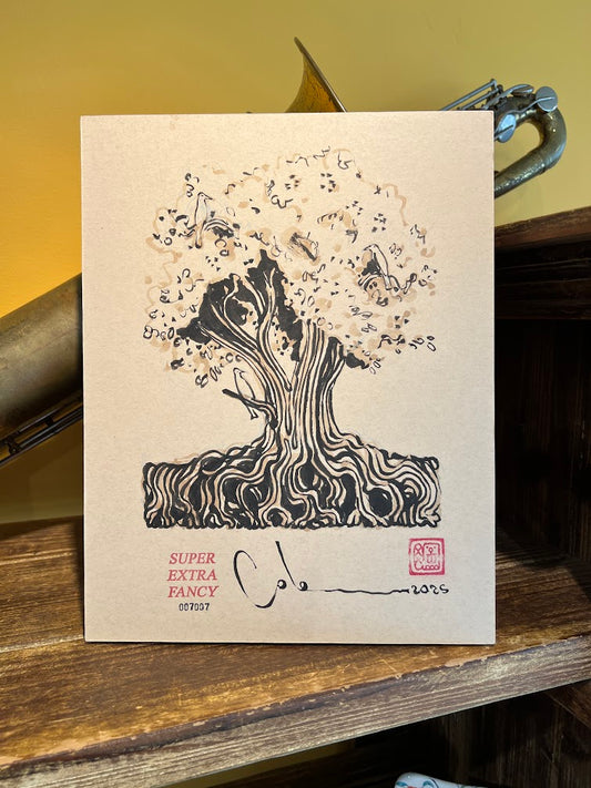 Olive Tree w/ Bird #7007 (11x14") SXF Mounted Drawing