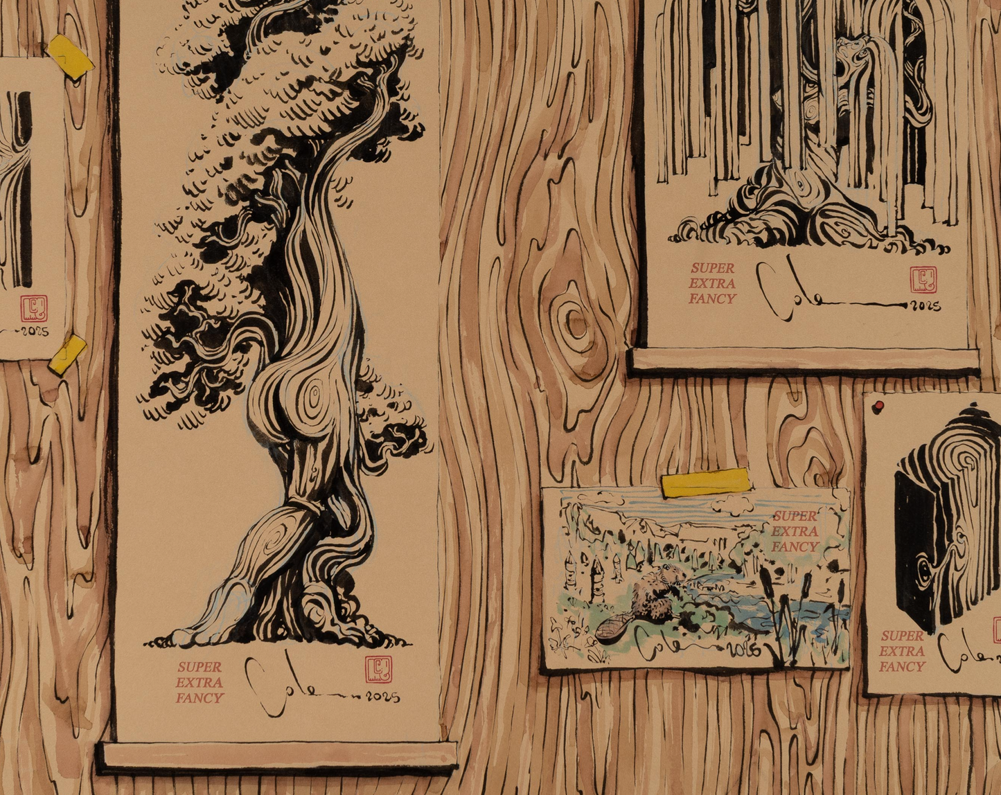 SXL. #6900 Drawings of Drawings  (43x32") Poster Frame Included !!!