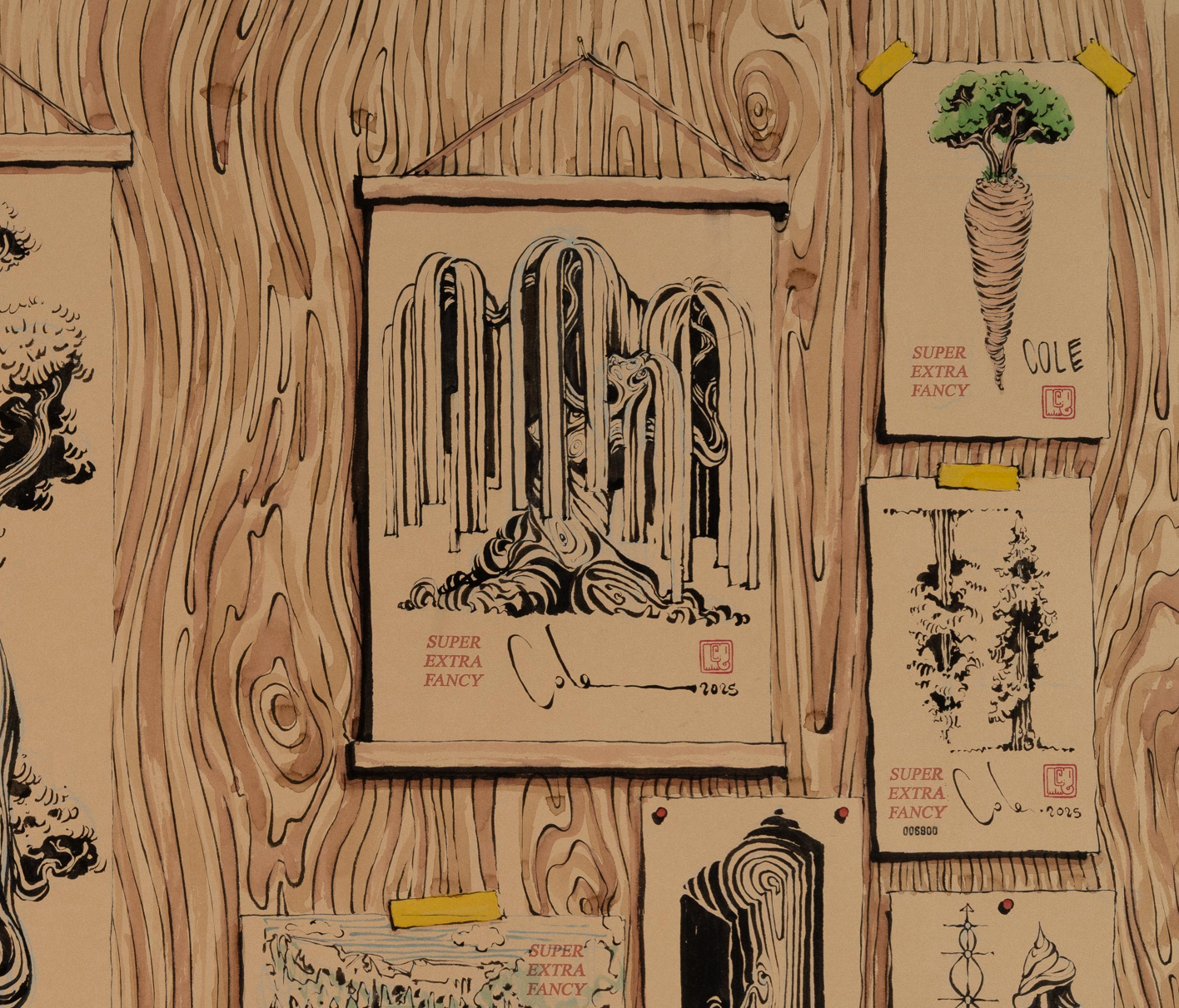 SXL. #6900 Drawings of Drawings  (43x32") Poster Frame Included !!!