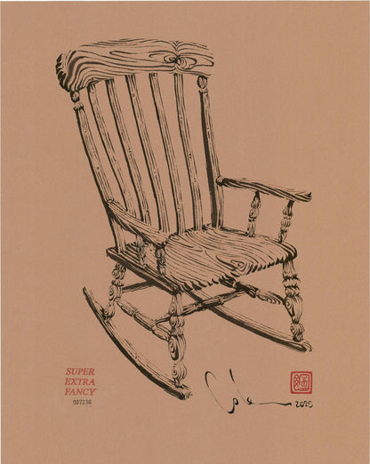 Camino Alto #7236 (Framed Drawing of a Rocking Chair)