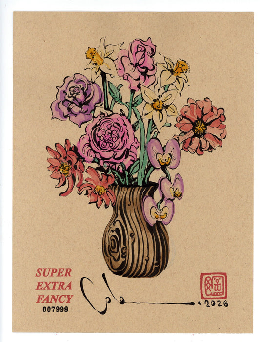 Flower Bouquet drawing 007998 - 9x12 hand-drawn to order