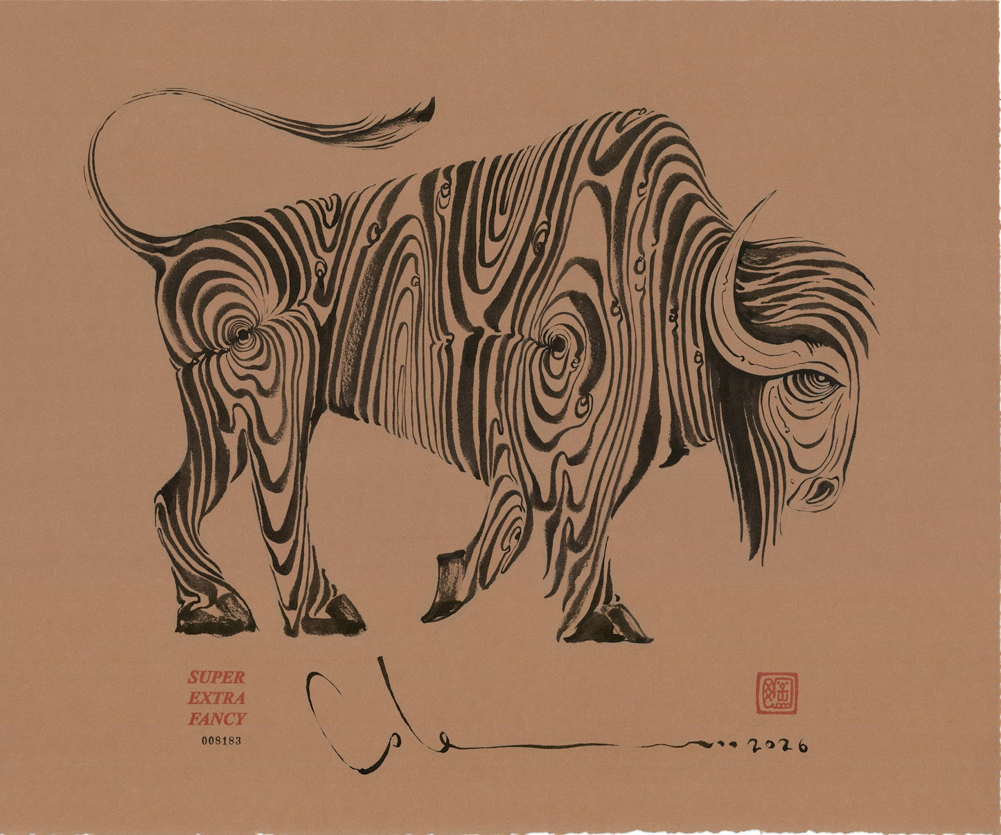 Camino Alto #8183 (Framed Drawing of Wood Bison)